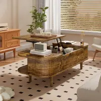 Sonstiges Couchtisch mit Hebeplatte Holztisch Rustikales Braun Staufach Arbeitsfläche