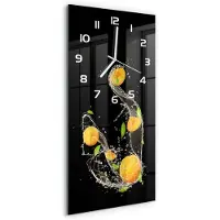 Tulup Wanduhr aus Glas – 30x60 cm - Glasbild - Glasuhr - Gehärtetes Glas -Orangen