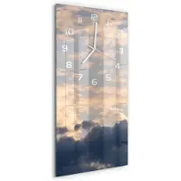 Tulup Wanduhr aus Glas – 30x60 cm - Glasbild - Glasuhr - Gehärtetes Glas -Wolken im Himmel