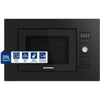 Heinner HMW-MDBI20GDBK Einbau-Mikrowelle 20L, 800 W, Grill 1000W, LED-Display, Schwarz