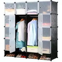 Rexo Transparenter modulare Garderobenschrank (25 Kisten) – Großer Schrank für Schuhe & Kleidung