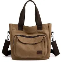 OEM Vintage-Tasche aus Canvas für Damen, mit mehreren Fächern, vielseitige Handtasche, Umhängetasche und Crossbody-Tasche für Arbeit, Schule und Reisen