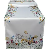 Texpot Tischwäsche mit Motiv Frühlingsblumen und Schmetterlinge 40 x 140 cm