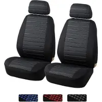 Unyqoos Autositzbezüge Vordersitze 2er-Set – Universal Jacquard-Polyester, 5 mm Polsterung, Seitenairbag‑kompatibel, Grau