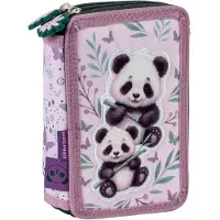 Derform PANDA Federtasche 2-fache Federmappe Schülerplaner Federmäppchen 28-teilig gefüllte
