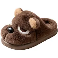 Permani Damen Isoliert Slippers Gefüttert Hausschuhe Slip On Schlappen in Dunkelbraun Avin Gr.38/39