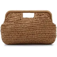 Merkloos Solidchoice – Gewebte Clutch-Handtasche für Damen, im Boho-Stil, aus Raffia, ideal für den Strand