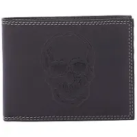 Sergio Valentini Herrengeldbörse echtes Leder schwarz mit Totenkopf Black B UNICA 9.5x12.5x2.5 cm IN-1102-SKULL-NERO