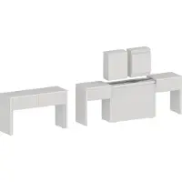 Web Furniture Ausziehbare Bank 66-290cm für Esstisch Konsole Pratika A - Weiß Shabby