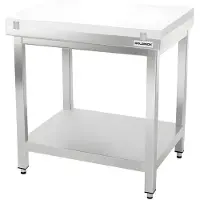 GOLDINOX Arbeitstisch aus Edelstahl, 700 x 600 mm, mit weißer, hochwertiger Schneideplatte –