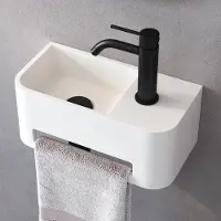 Kronenbach Stone Handwaschbecken 38 x 19 cm Becken links mit Hahnlochbohrung, mit Handtuchhalterung