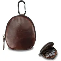 Merkloos Omgoods – Kleines Leder-Etui mit Karabinerhaken – Kompaktes Münzfach für Herren