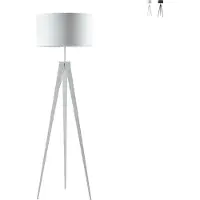 LUCE Design Stehlampe Dreibein aus Metall mit Stoffschirm Ibis - Weiß