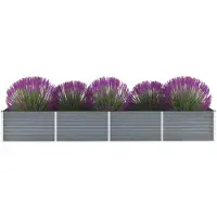 vidaXL Hochbeet Pflanzbeet aus verzinktem Stahl Gemüsebeet Pflanzkasten Blumenbeet Kräuterbeet rechteckig für Garten Terrasse und Balkon Grau 240 x 80 x 45 cm