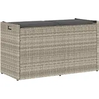 vidaXL Outdoor-Sitzbank mit Stauraum und Kissen Hellgrau 100 cm