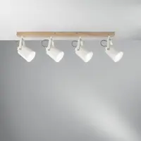 LUCE Design Deckenleuchte Holz Metall Schiene vier schwenkbare Lichter Eda LS4