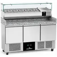 GOLDINOX Kompakter, gekühlter Pizza-Schrank mit 3 Türen und Vitrine für Zutaten (6x GN1/4) – PREMIUM –