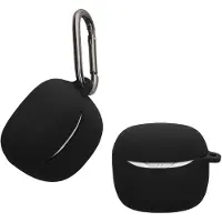 Kwmobile Schutzhülle für JBL Tune Flex 2 Hülle - TPU Silikon Case für Kopfhörer Ladecase - stoßfestes Cover mit Karabiner - Schwarz