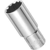 Merkloos Tiefe Steckschlüssel-Nuss 24 mm - 1/2" Antrieb - 12-kant - Chrom-Vanadium-Stahl - Langer Schaft - Geeignet für Autoreparaturen