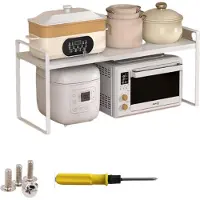 Merkloos Kücheneinsatz Erweiterbar 35-65×27×25cm - Küchenregal - Organizer - Ausziehbar - Rutschfest - Sicherheitswarnung - Ablage
