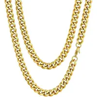 Markenlos 18KGP Edelstahlkette - Schwarz, Gold und Silber - 45,7-76,2 cm