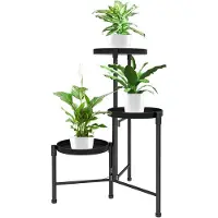 Unyqoos Pflanzenregal aus Metall, 3-stufig, schwarz – dekoratives, platzsparendes Blumenregal für Balkon, Garten & Innenbereich, einfach zu montieren