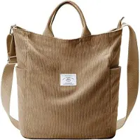 Unyqoos Canvas-Shopper Damen-Schultertasche (15 x 6 x 16 inch) – großer Tote & Crossbody, A4‑tauglich, mit Reißverschluss, hautfreundliches recyceltes Canvas