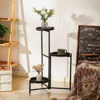 Unyqoos Pflanzenständer 3-stufig – klappbarer Metall-Blumenständer, robust & modern, für Schlafzimmer, Diele und Balkon, schwarz