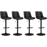 Vasagle Barhocker 4er Set, höhenverstellbar, drehbar, mit Rückenlehne und Fußstütze, Tintenschwarz