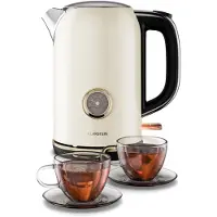 Klarstein Victoria Wasserkocher 1,7 L – Retro-Wasserkocher 2200 W, Vintage-Design, herausnehmbarer Kalkfilter, 360-Grad-Basis, automatische Abschaltung