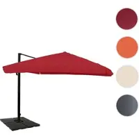 Mendler Gastronomie-Ampelschirm HWC-A96, 3,5x3,5m (Ø4,95m) Polyester/Alu 25kg Flap, bordeaux mit Ständer, drehbar