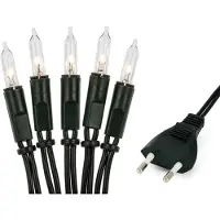 Hellum Lichterkette 50er warmweiß für Weihnachtsbaum innen, Kabel grün,