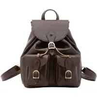 I Fratelli Firenze Damen Rucksack Echtleder Rindsleder Verstellbarer Kordelzug Schwarz Black B UNICA 32x26x13 cm 5546-Nero