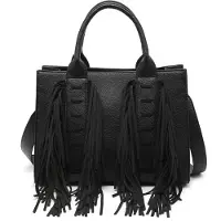 Kassandra Auroria Prime Handtasche mit Fransen Polyester Reißverschluss Abnehmbarer Schultergurt Beige UNICA 33x17x14 cm
