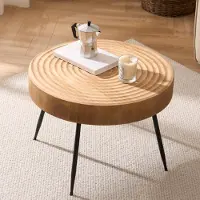 Sonstiges Beistelltisch Rund Holz 60x42 cm Jahresring-Design