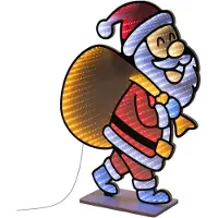 ECD-Germany Weihnachtsdeko Weihnachtsmann LED Infinity Mirror 3D-Effekt, Weihnachtsbeleuchtung Innen, Dekofigur, Spiegel Lichterkette, Timer, 47x60 cm