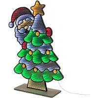 ECD-Germany Weihnachtsdeko Weihnachtsbaum LED Infinity Mirror 3D-Effekt, Weihnachtsbeleuchtung Innen, Dekofigur, Spiegel Lichterkette, Timer, 58x80 cm