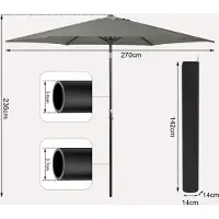 StarTech.com Sechseckiger Sonnenschirm - Gartenschirm - 270 cm - Dunkelgrau - UV-beständig - Wasserdicht - Kurbel und 45° neigbar - Für Garten, Balkon und Strand