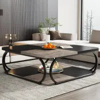 Tribesigns Couchtisch Quadratisch Wohnzimmer 100 x 100 x 50 cm Holzwerkstoff Schwarz Grau