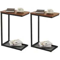 Sonstiges Beistelltisch 2er Set Couchtisch mit Stauraum Braun Kiefer/Metall 28x45x68cm