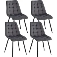 StarTech.com Esszimmerstühle 4er Set - Samt Polsterstuhl - Modernes nordisches Design - Metallbeine - Für Küche Wohnzimmer Esszimmer Restaurant - Grau