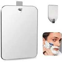 OEM Onbreekbare badkamerspiegel mit Haken - 25x20cm - Silber - Einfach zu installieren - für den Urlaub, Camping und zu Hause