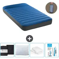 Intex Luftbett - 1 Person - 99 x 191 x 22 cm - Blau - Inklusive Pumpe - Spannbettuch - Küssen - Reperaturset en Kissenschutz