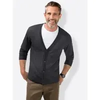 Marco Donati Cardigan , Herren, Gr. 62, grau (anthrazit, meliert), 100% Schurwolle, unifarben, Strickjacken Cardigan