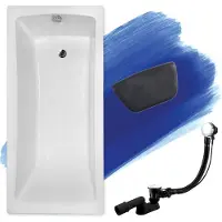Besco BADLAND Badewanne Rechteck Optimaz 150x70 mit Ablaufgarnitur und Füßen GRATIS ohne Verkleidung + Badewannenkissen KODI | BADLAND OPTIMAZ