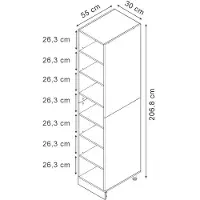 Vicco Küchenregal R-Line Anthrazit/Anthrazit 30 cm mit 7 Fächern, Model 60569