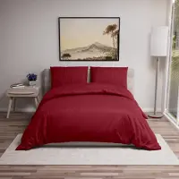 Trankielo – Bettwäsche-Set, 240x220 cm – 100% Mikrofaser-Bettbezug mit 2 Kopfkissenbezügen – Bordeauxrot – -