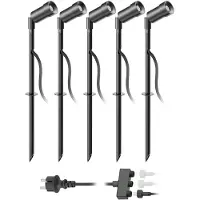 Ledscom.de LED Gartenstrahler Spico schwarz mit Erdspieß für außen IP44 je 105lm warm-weiß 5er Set – Spico / Schwarz / Lichtfarbe: Warmweiß