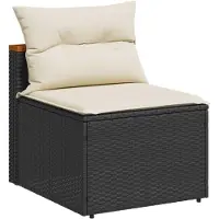 vidaXL Gartensofas ohne Armlehnen mit Kissen 2 Stk Schwarz Poly Rattan