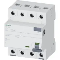 Siemens 5SV4346-0 FI-Schutzschalter, 4-polig, Typ AC, In: 63 A, 30 mA, Un AC: 400 V 5SV43460